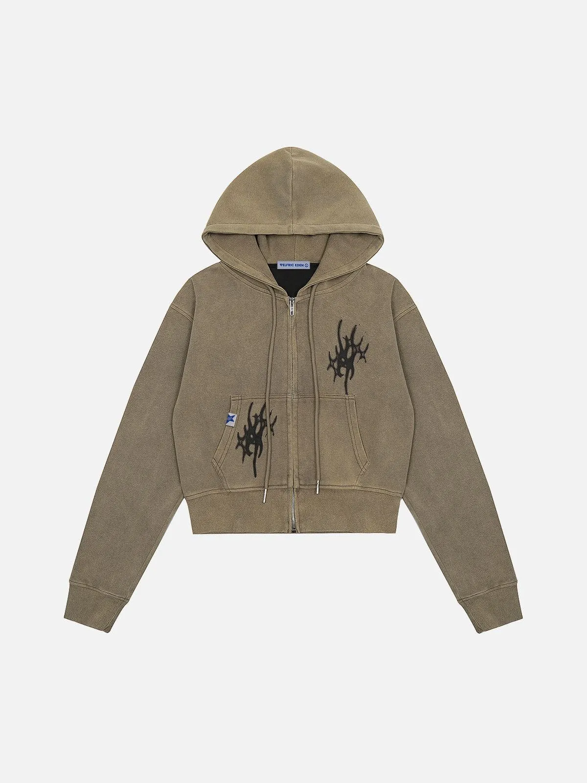 Aelfric Eden Washed Cropped Zip Up Hoodie