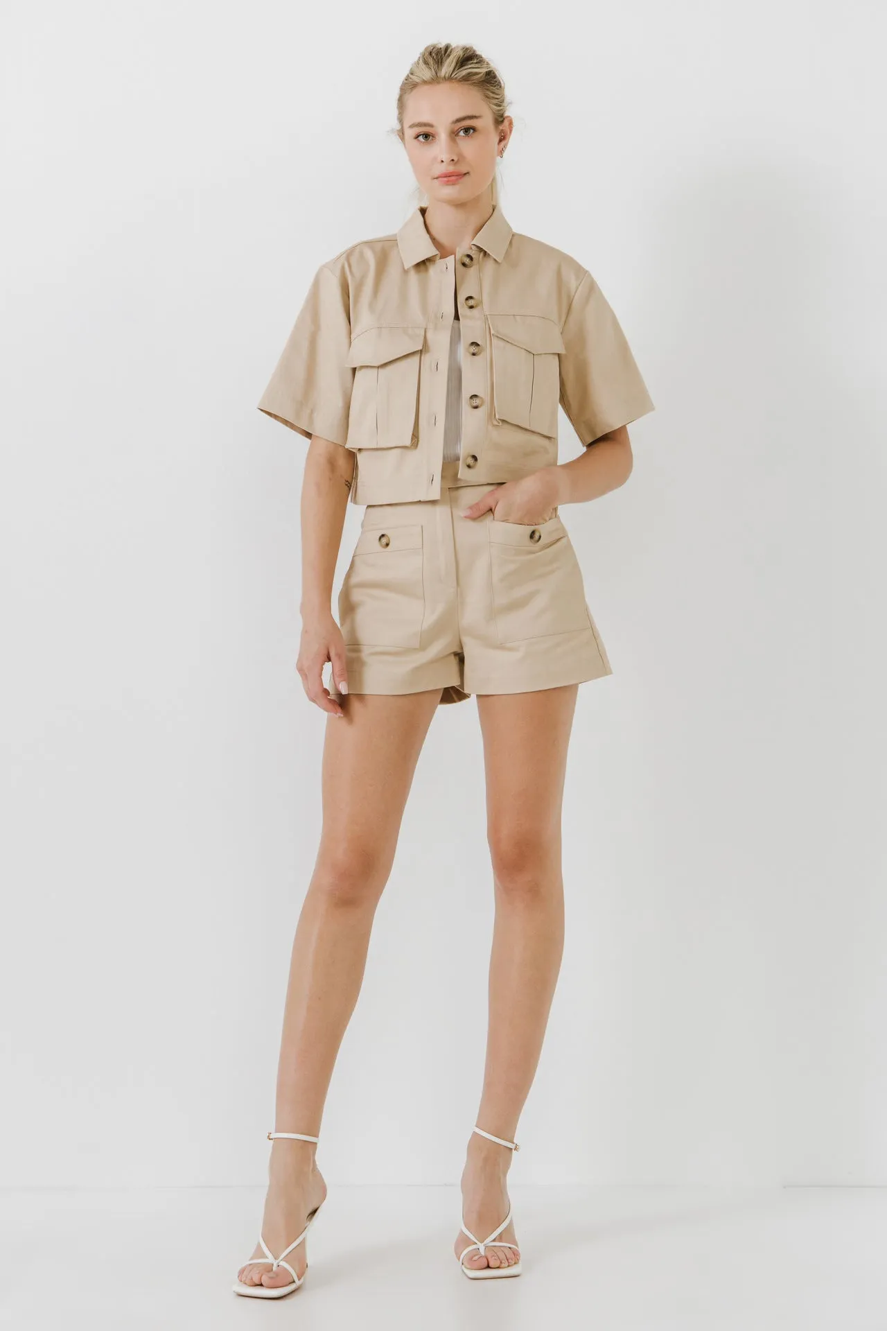 Cropped Cotton Shirts Jacket
