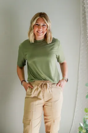 Cropped Crew Neck Tee