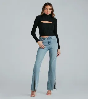 Cut Out The Drama Rib Knit Sweater Top