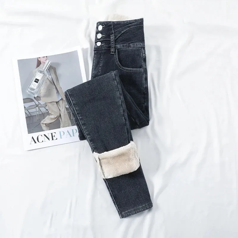 Fleece High Waist Skinny Jeans
