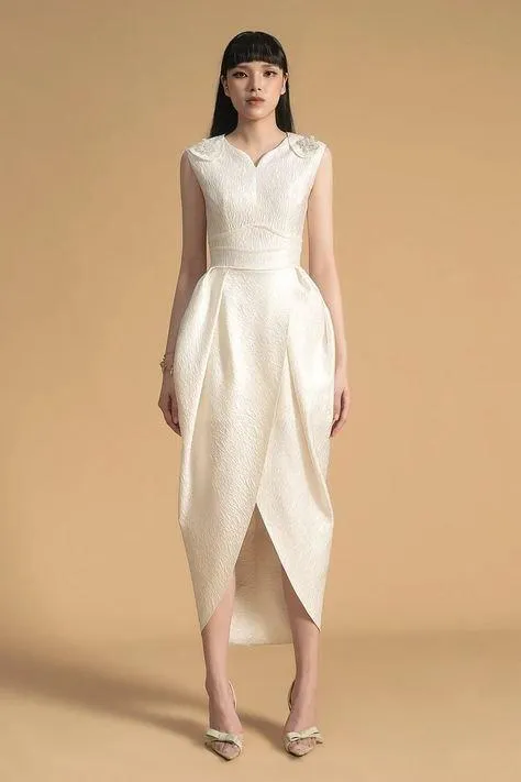 High end jacquard tulip midi dress- Tulia