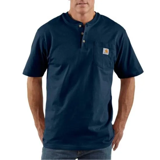 Men's Loose Fit Heavyweight Short-sleeve Pocket Henley T-shirt
