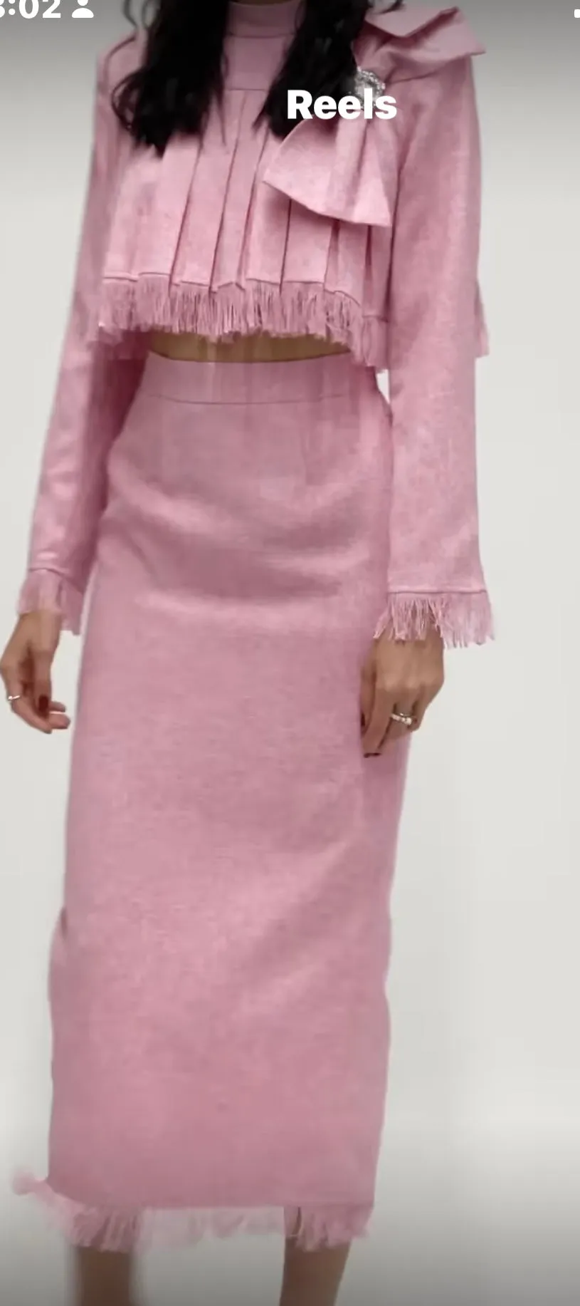 Pink Two Piece Skirt and Bow Jacket Set