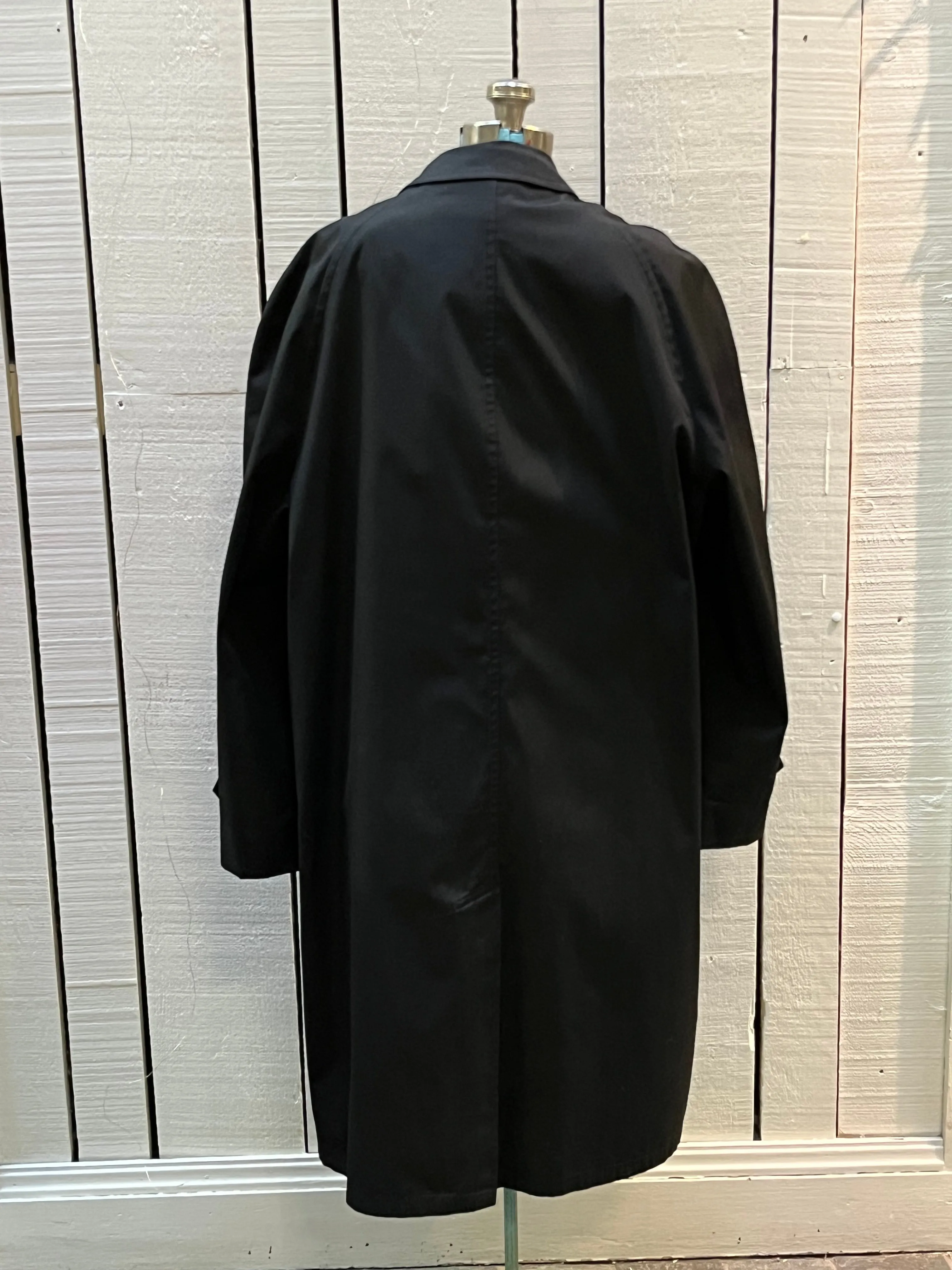 Vintage 80’s Abercrombie and Fitch Black Trench Coat, Union Made in USA, Size 44 Long