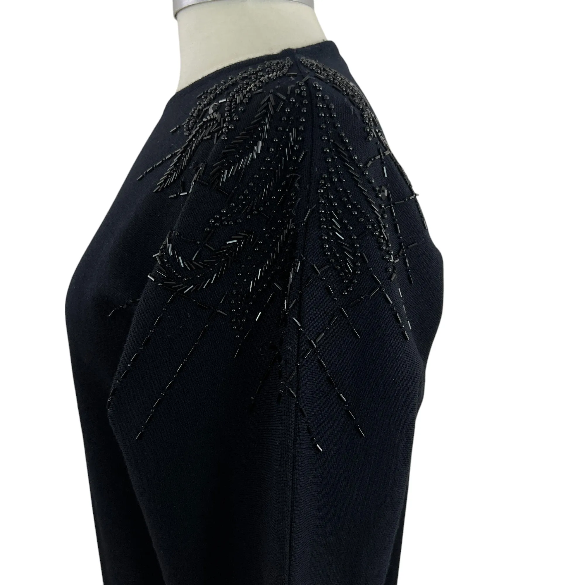 Vintage Black Wool Blend Sequin Sweater Dress Size Medium
