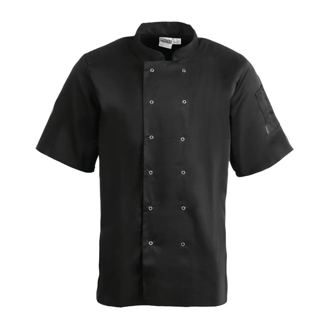 Whites Vegas Unisex Chefs Jacket Short Sleeve Black XL - A439-XL