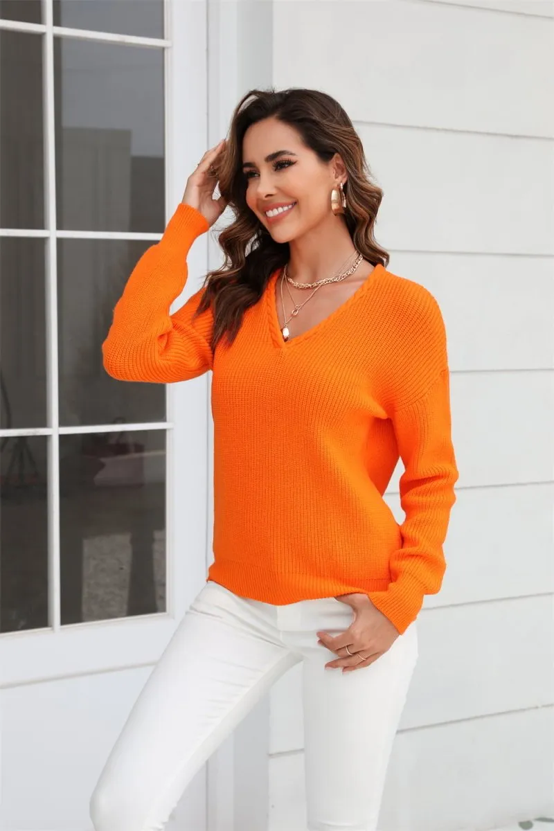 Wish Upon a Star Ribbed V Neck Sweater
